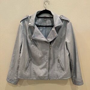 Chicos faux leather distressed look jacket size XL